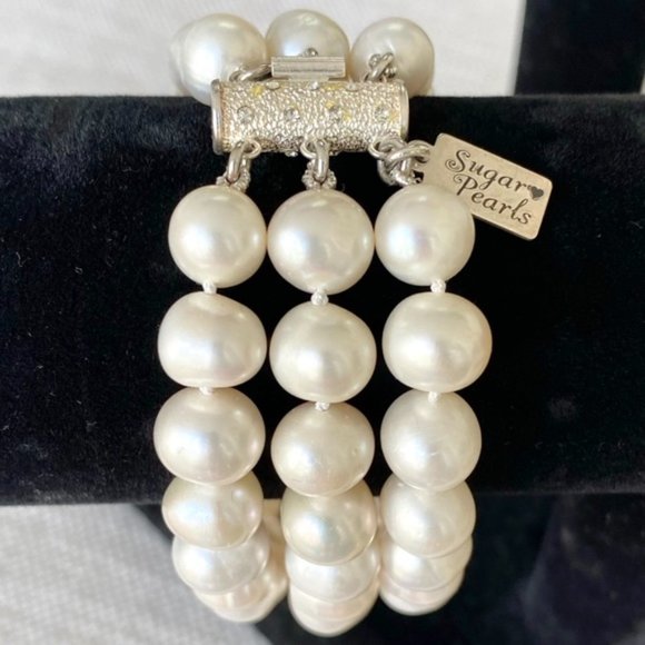 Freshwater Pearl Triple Strand Bracelet - Picture 5 of 6